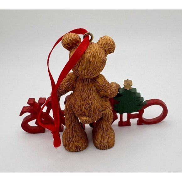 Kurt S Adler Holly Bearies Merry Christmas Bear Ornament with Tree Accent - Picture 2 of 8